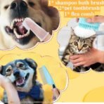 7pcs Pet Grooming Kit, Self-Cleaning Brush Shedding Kit With Nail Clipper, Flea Comb, Shampoo Bath Brush, Finger Toothbrush - Image 2