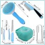 7pcs Pet Grooming Kit, Self-Cleaning Brush Shedding Kit With Nail Clipper, Flea Comb, Shampoo Bath Brush, Finger Toothbrush - Image 5