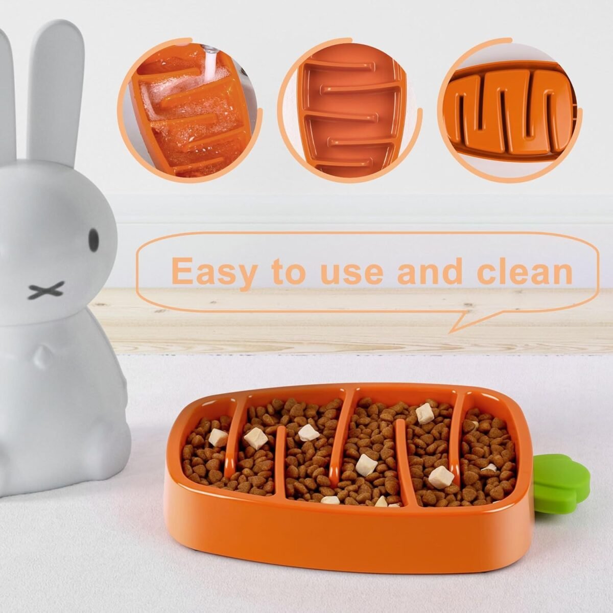 Slow Feeder Dog Bowl, Dog Food Bowl For Small & Medium-Sized Dogs, Carrot Design Dog Bowls,Non-Slip Dog Slow Feeder Bowls, Pet Slow Feeder Bowl For Dry Wet Food - Image 7