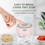 Mini Electric Garlic Chopper USB Charging Ginger Masher Machine Sturdy Durable Chili Vegetable Crusher Kitchen Tool - Image 6