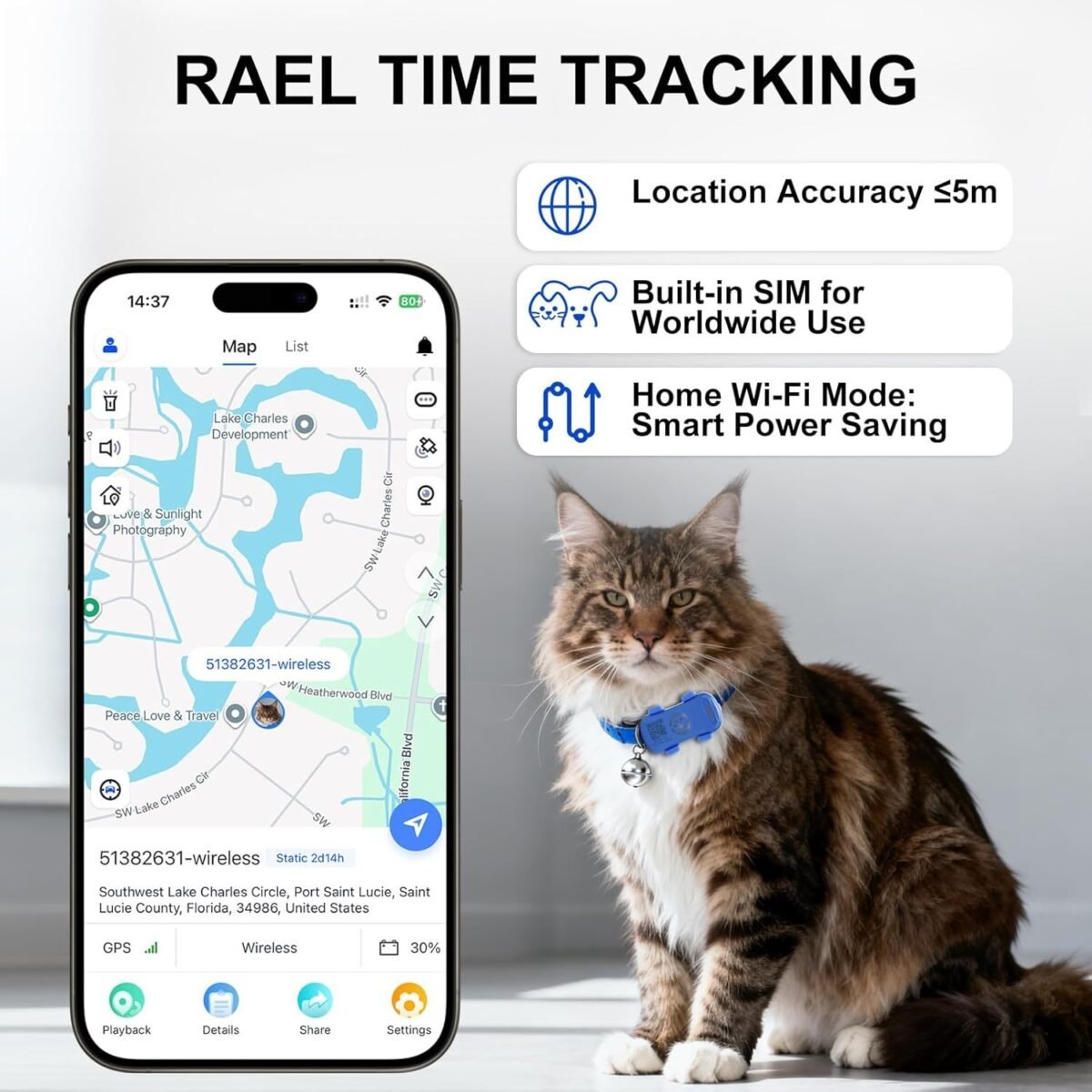 Dog GPS Tracker Real Time, Anti-Lost Pet Tracker With Geofence, Flash Light And Sound Alarm, Unlimited Distance Tracking, Fits Most Pet Collars, Subscription Required - Image 8