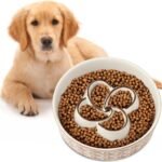 Ceramic Slow Feeder Dog Bowl Slow Feeder Dog Bowl For Medium Large Anti-Choking Slow Eating Dog Bowl Non Slip Dog Bowl Slow Feeder