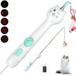 Cat Toy Interactive Rechargeable Laser Pointer Cat Wand With Feather Toy 2-in-1 Cat Toy For Indoor Cat Kitten Pet Laser Toy For Playing