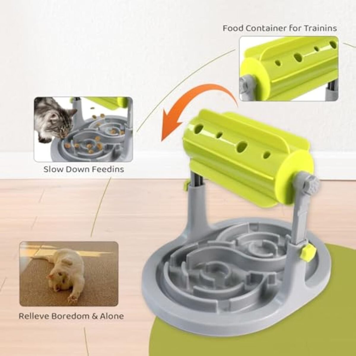 Interactive Dog Cat Food Puzzle Toy Slow Feeder Pet Bowl Treat Boredom Dispensing Slow Feeder Anxiety IQ Training In Smart Feeding And Adjustable Height For Small Medium Dogs - Image 4