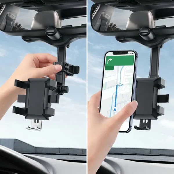 360 Rear View Mirror Phone Holder For Car