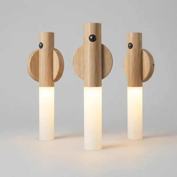 Auto Led Usb Magnetic Wood Wireless Night Light Corridors Porch Lights Pir Motion Sensor Wall Light Cabinet Lamp 2