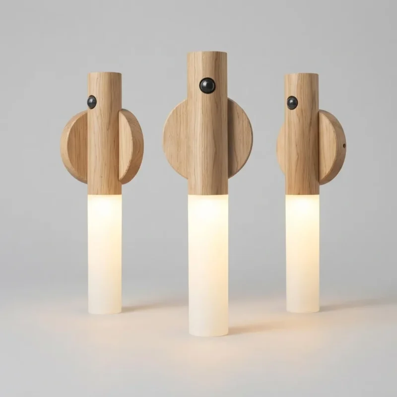 Auto Led Usb Magnetic Wood Wireless Night Light Corridors Porch Lights Pir Motion Sensor Wall Light Cabinet Lamp 2
