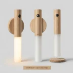 Auto Led Usb Magnetic Wood Wireless Night Light Corridors Porch Lights Pir Motion Sensor Wall Light Cabinet Lamp 4