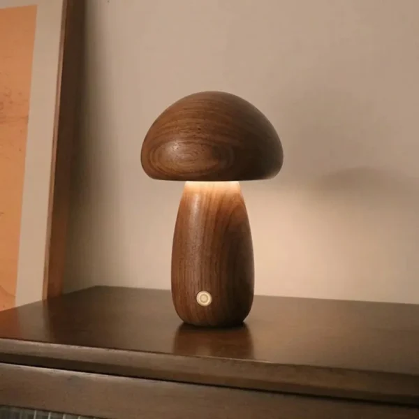 Bring Nature Indoors Heart Warming Wooden Mushroom Night Light 1