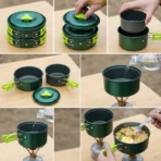 Camping Cookware Set Outdoor Cooking Equipment Portable Camping Pot Hiking Kitchen Kit Backpacking Cookware Travel Tableware Lightweight Picnic Set Camping Bbq Gear Survival Cooking Kit 6