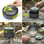 Camping Cookware Set Outdoor Cooking Equipment Portable Camping Pot Hiking Kitchen Kit Backpacking Cookware Travel Tableware Lightweight Picnic Set Camping Bbq Gear Survival Cooking Kit 8