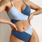 Knot Back Beachwear Bikini Patchwork Swimwear 1 1