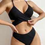 Knot Back Beachwear Bikini Patchwork Swimwear Ribbed Ruched Butt Biquinis Bathing Suits Women Boxed