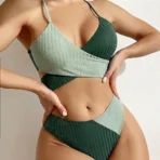 Knot Back Beachwear Bikini Patchwork Swimwear 3