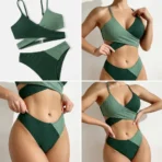 Knot Back Beachwear Bikini Patchwork Swimwear 4