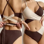 Knot Back Beachwear Bikini Patchwork Swimwear 7