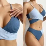 Knot Back Beachwear Bikini Patchwork Swimwear 8